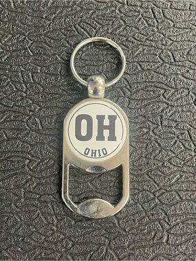 Ohio 'OH' Silver Bottle Opener Keychain - Metal Key Accessory